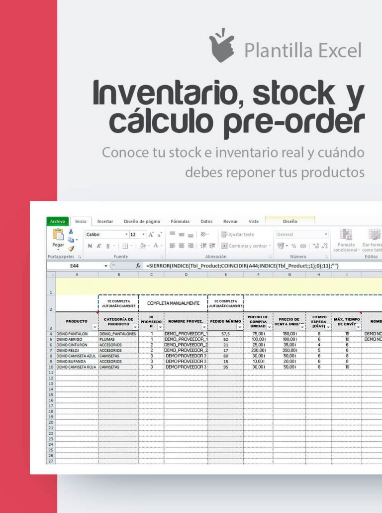 Plantilla Inventario Stock Y C Lculo Pre Order Plantilla De Inventario