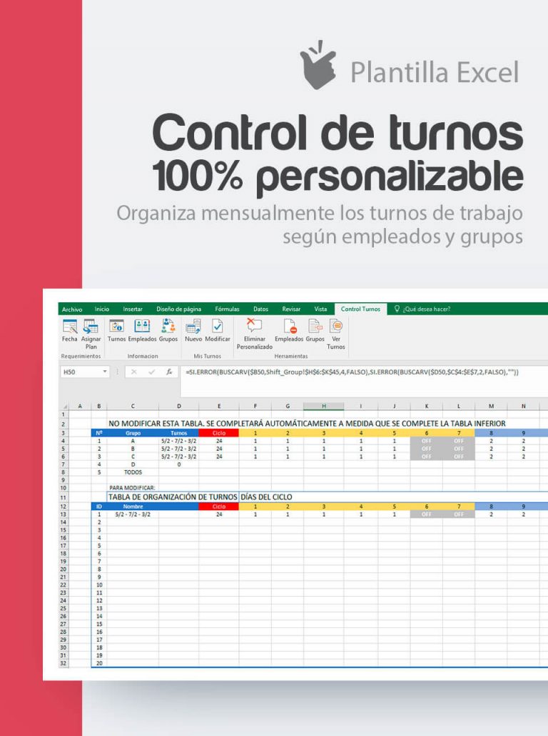 Plantilla Control De Turnos Personalizable Cuadrante De Turnos Complejos 7352