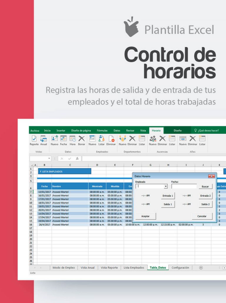 Plantilla Control De Horarios Y Horas Trabajadas Horario Laboral 3320